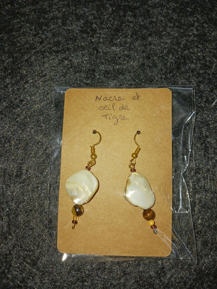 Boucle doreille acre et oeil de tigre - photo numéro 2