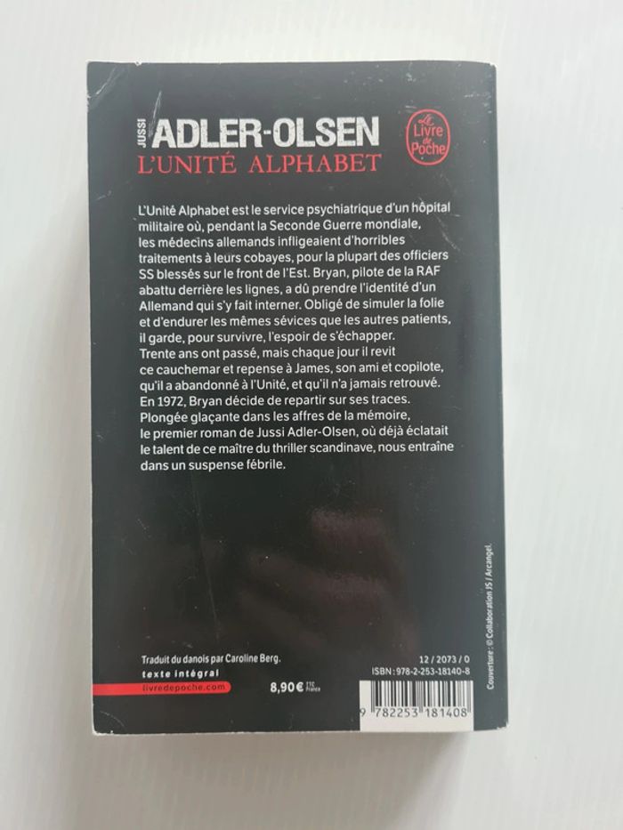 Livre policier "L'unité Alphabet" de Jussi Adler Olsen - photo numéro 2
