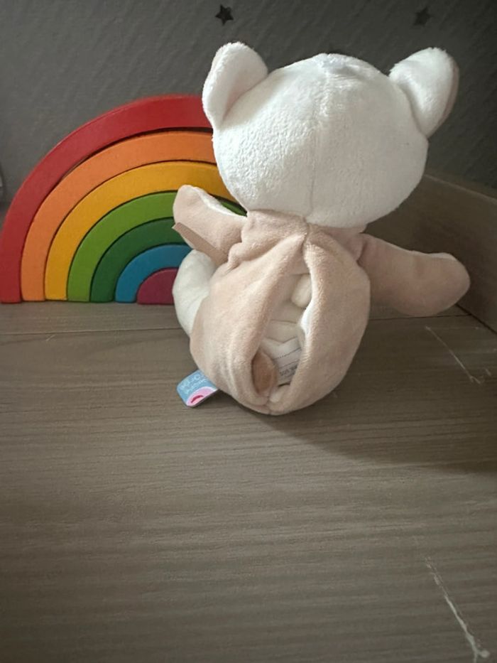 Doudou ours mouchoir beige polaire mouchoir veloudoux sucre d'orge cajou - photo numéro 4