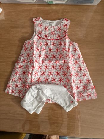Robe obaibi blanche et rouge avec son legging blanc assorti