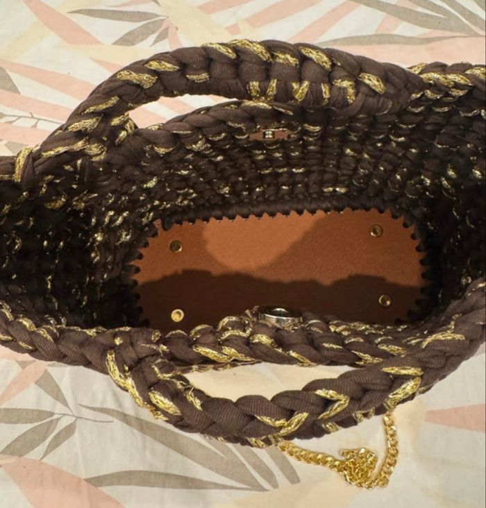 Sac à main marron & doré - idée cadeau Noël - photo numéro 3