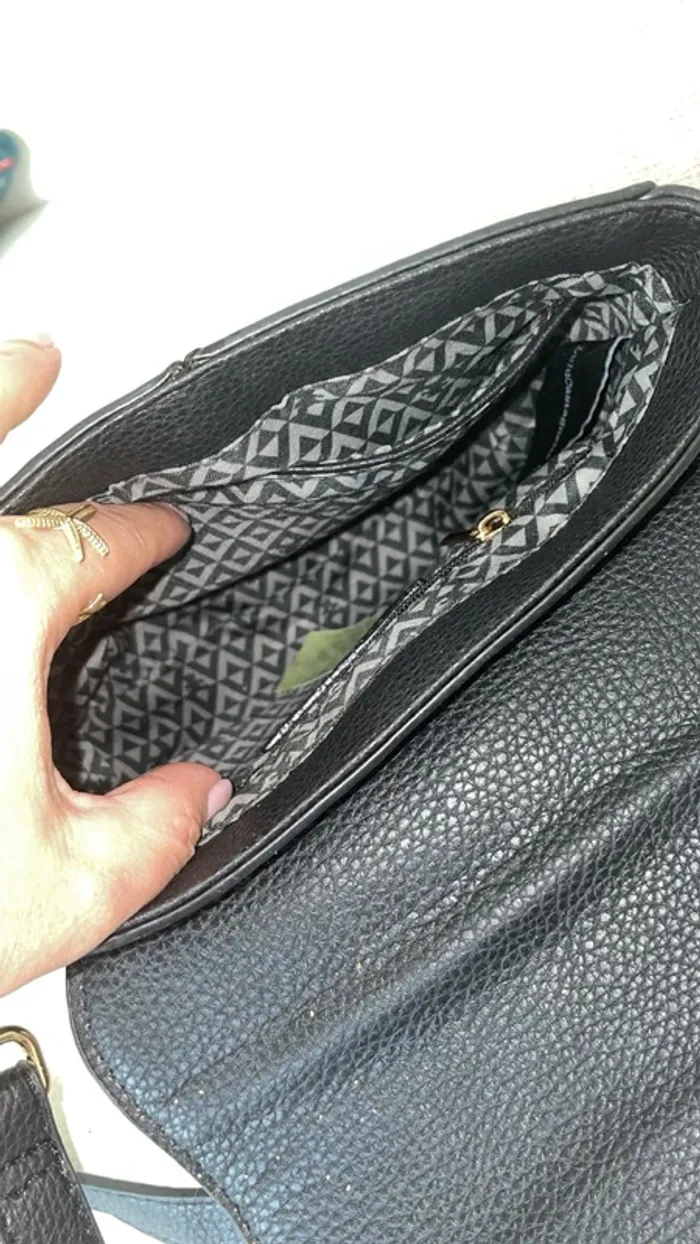 Sac bandoulière Lulu Castagnette - Neuf avec étiquette, Noir & Beige - photo numéro 5