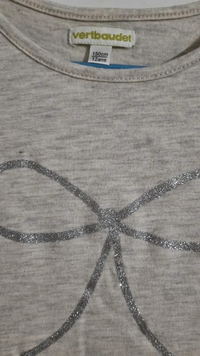 Robe gris chiné avec tulle pailletté - photo numéro 3