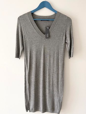 Robe pull grise Monoprix en maille fine taille 34/36, manches 3/4