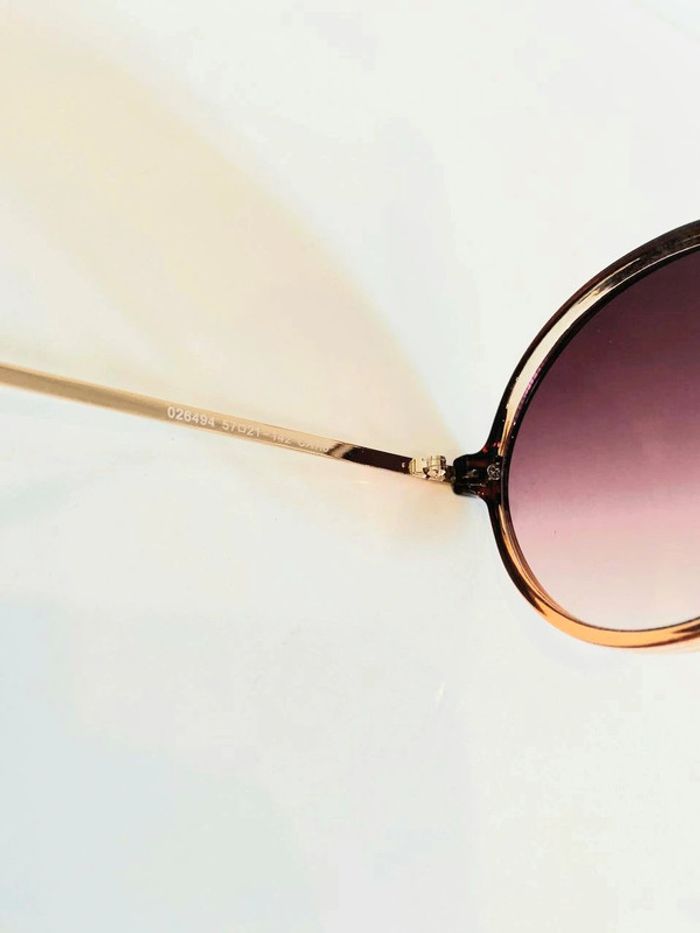 Lunette de soleil femme ronde marron dégradés bras dorés UV protection catégorie 3 - photo numéro 4