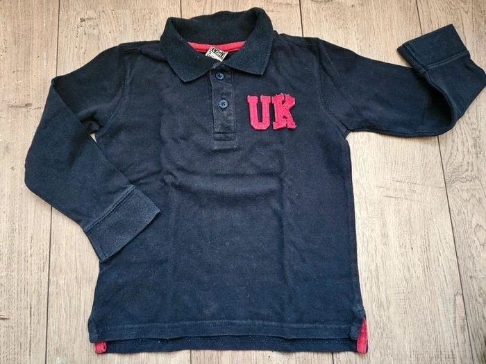 Polo manches longues noir et rouge Tape à l'oeil 5 ans