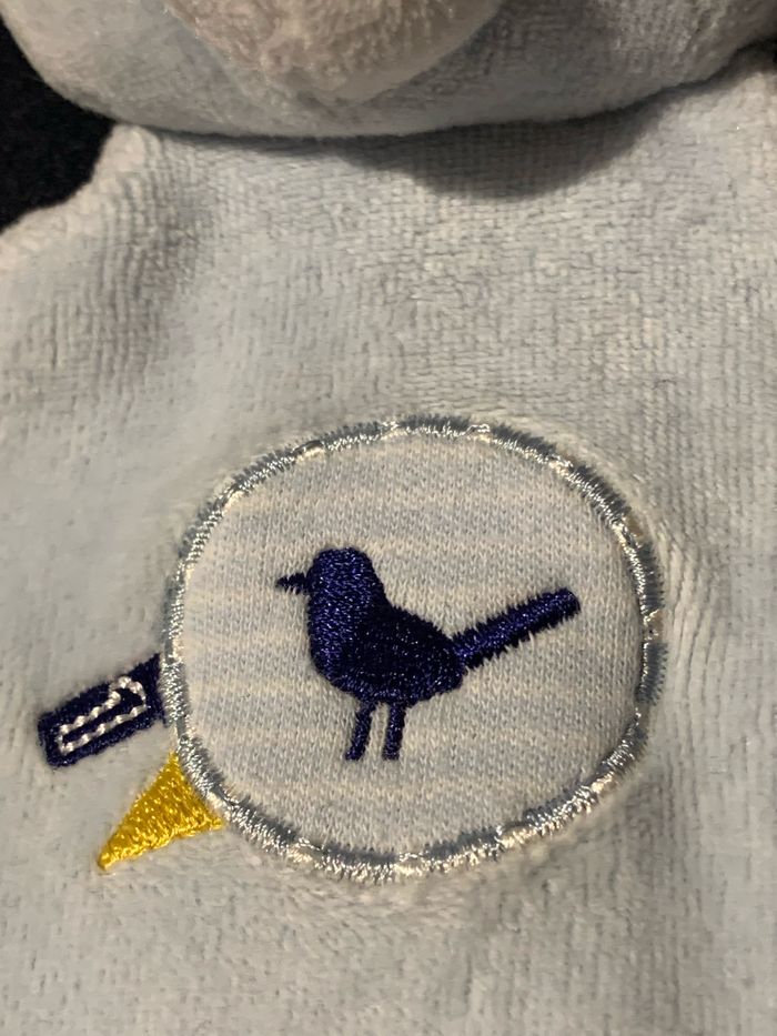 Doudou plat petit ours bleu Sucre D'orge en velours - photo numéro 3