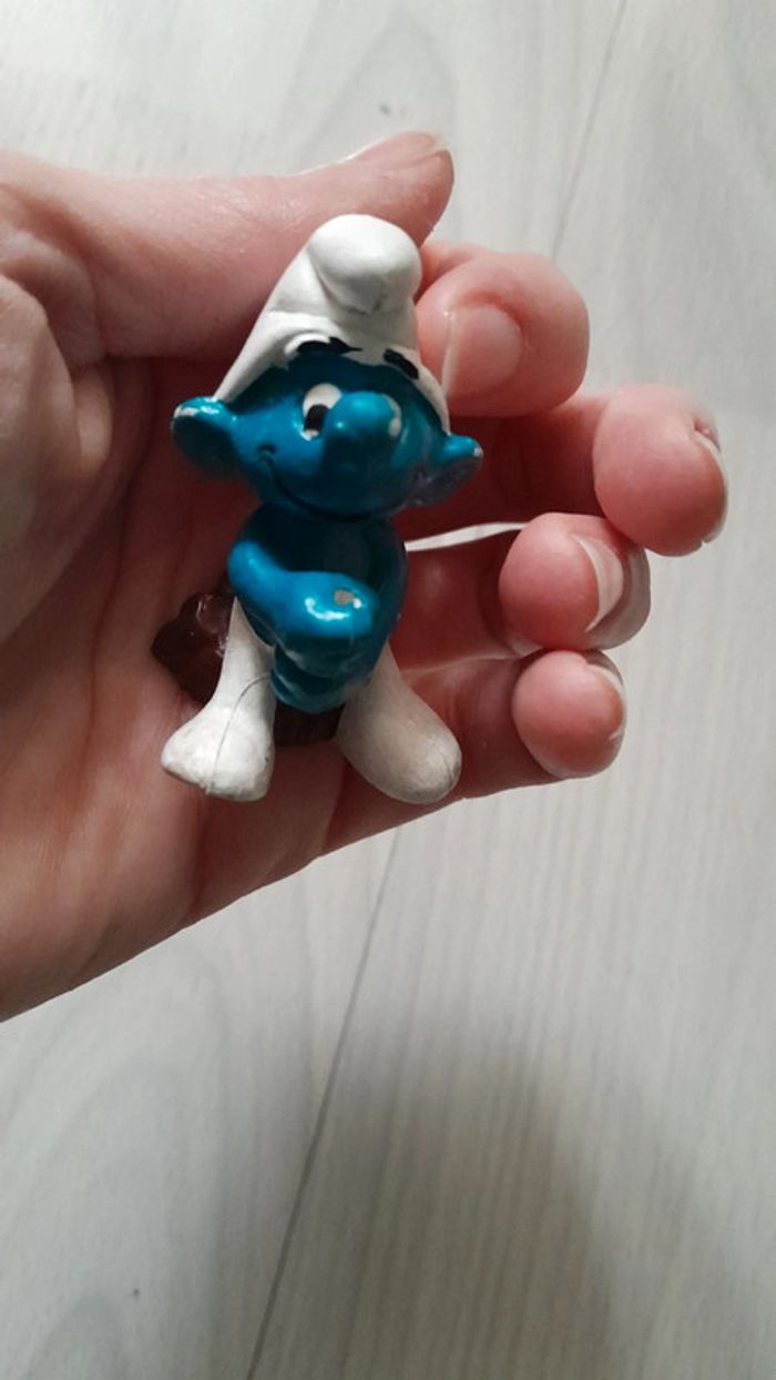 Magnifique figurine ancienne stroumpf pêcheur - photo numéro 5