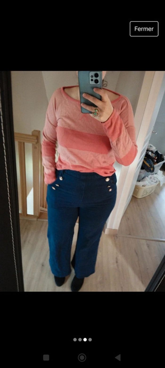 Pull corail orangé camaïeu taille m rayé