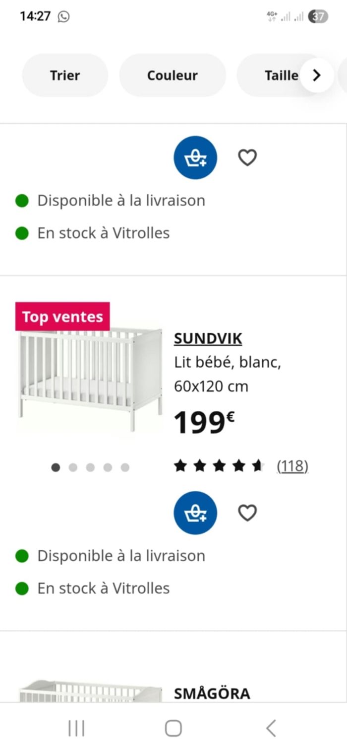 Lit bébé + tour de lit + draps housse ×2 + matelas - photo numéro 3