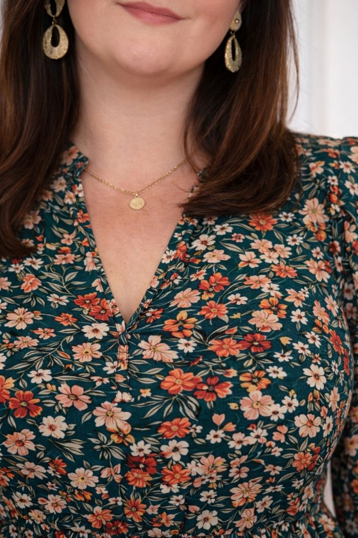 Robe fleurie romantique verte et multicolore Femme taille 52 marque Boohoo 💍 - photo numéro 3