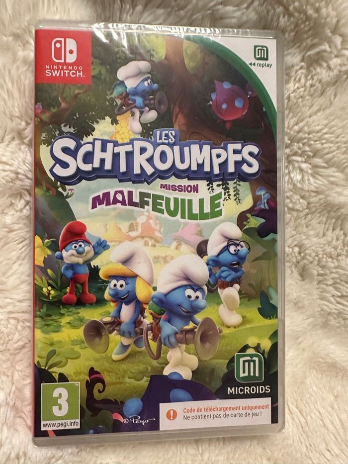Jeu Nintendo switch lés schtroumpfs mission malfeuille neuf avec étiquette
