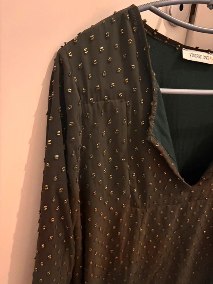 Robe verte et pois en relief dorés Vintage Love taille 1 - photo numéro 2