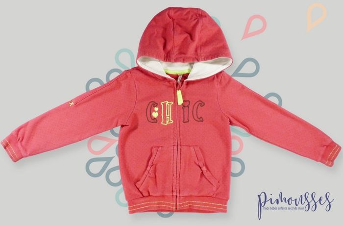 Veste sweat molleton rouge jaune blanc pois chic Orchestra 6 ans 116 cm fille