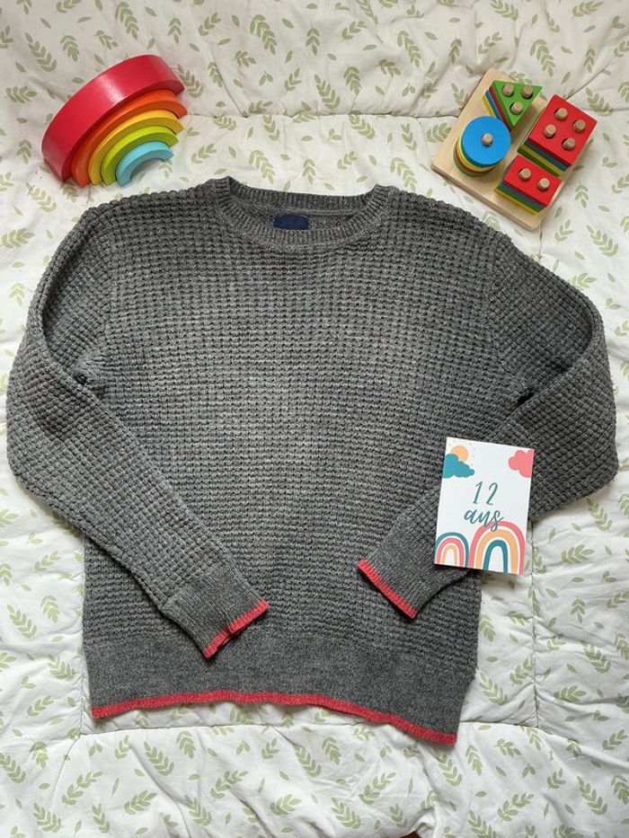pull chaud col rond gris 12 ans gap