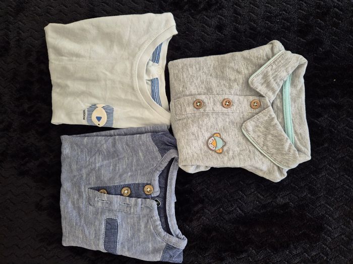Lot 2 tee-shirts et 1 polo manches longues