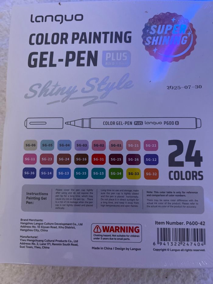 Languo boîte de 24  Gel pen plus super shining - photo numéro 2