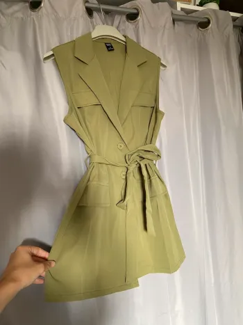 Veste blazer sans manches vert kaki