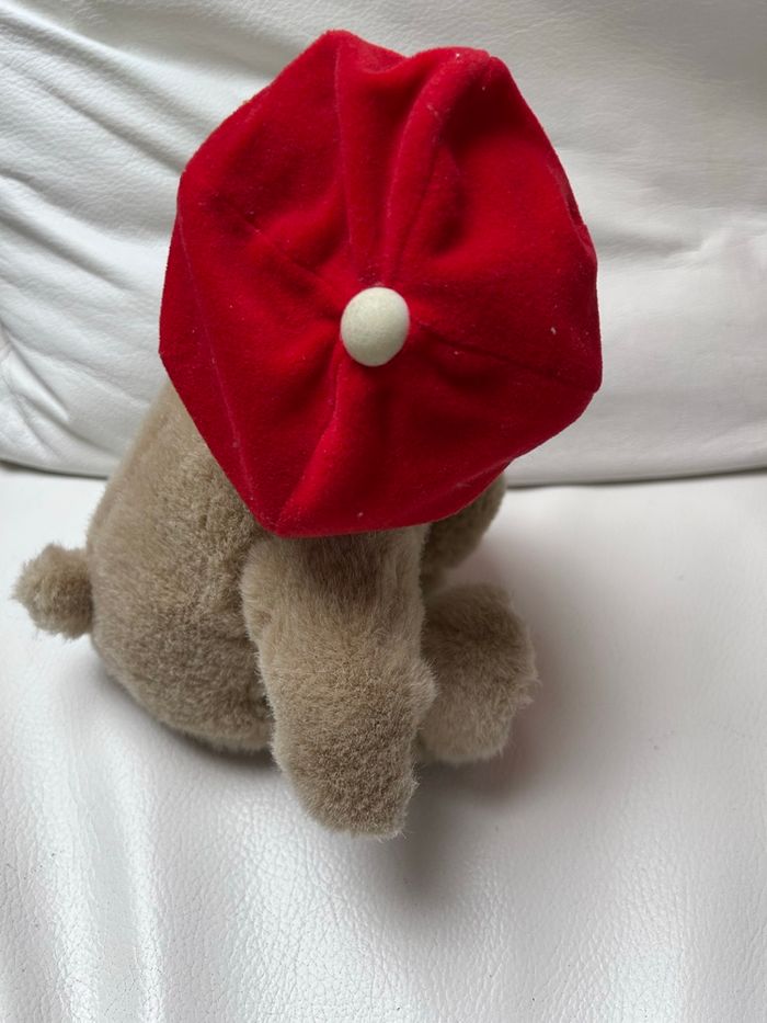 Ours nounours vintage beige et rouge - photo numéro 2