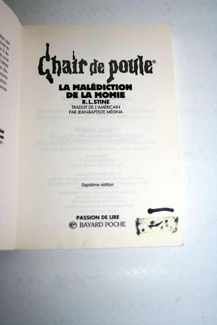 Chair de poule n°1 La Malédiction de la momie de R.L.Stine, Bayard - photo numéro 5