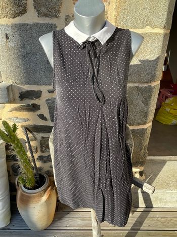 Robe noir à pois blanc - Pull and bear 