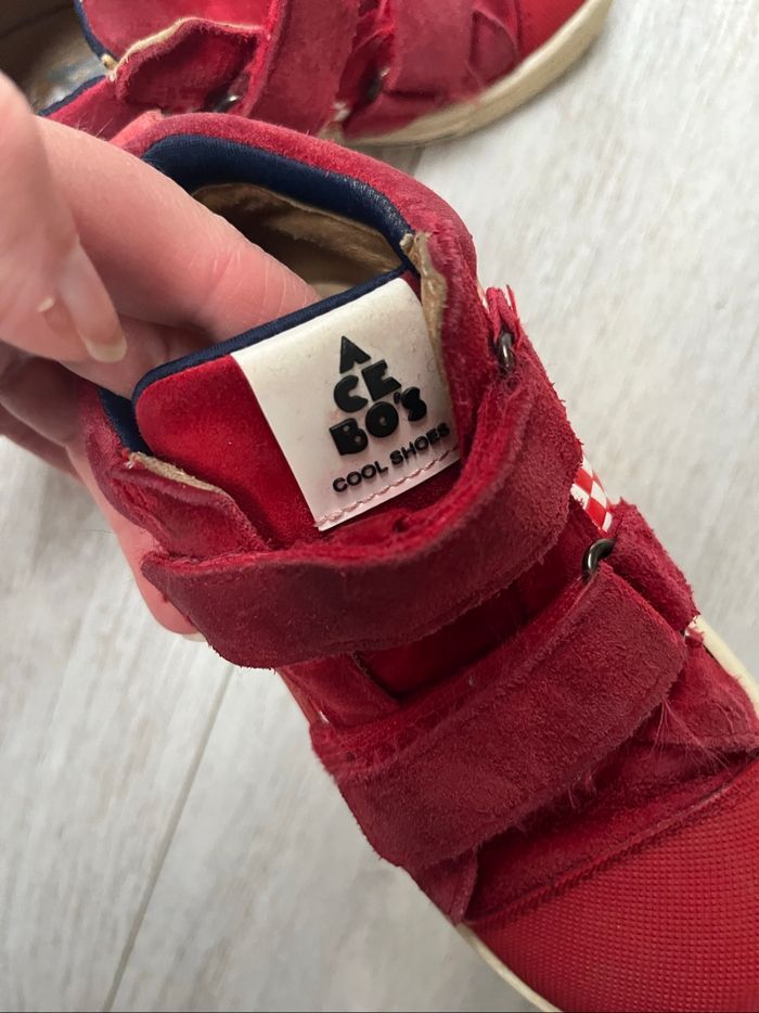 Baskets montantes à scratch rouges à motifs  taille 26  Acebo’s Cuir et daim - photo numéro 6