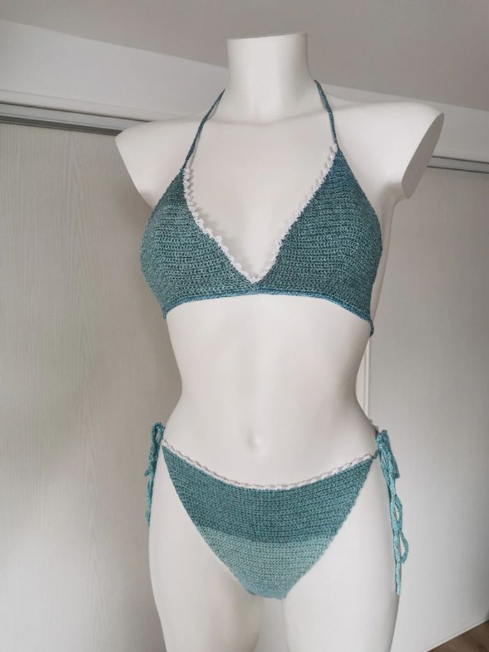 Bikini Bella fait au crochet bleu turquoise - photo numéro 6