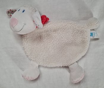 Doudou plat mouton - Pattes rose à pois - Tex