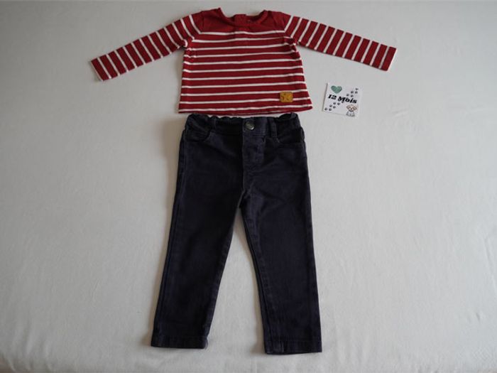 Lot n°2 : 8 Vêtements Garçon 12 mois : 3 Pantalons + 1 salopette + 4 Hauts - photo numéro 6