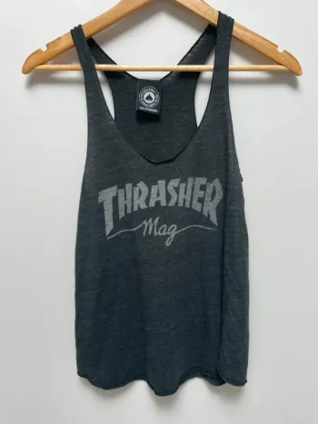 Thrasher Mag skateboard grey racerback tank top Womens S