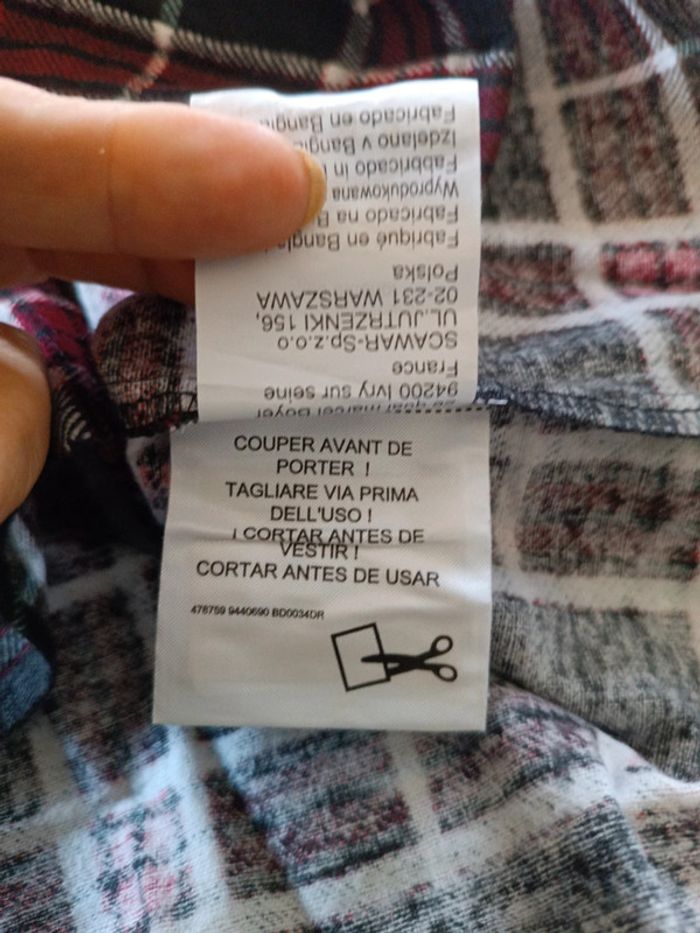 Chemise à carreaux bordeaux Tissaia XXL - photo numéro 6