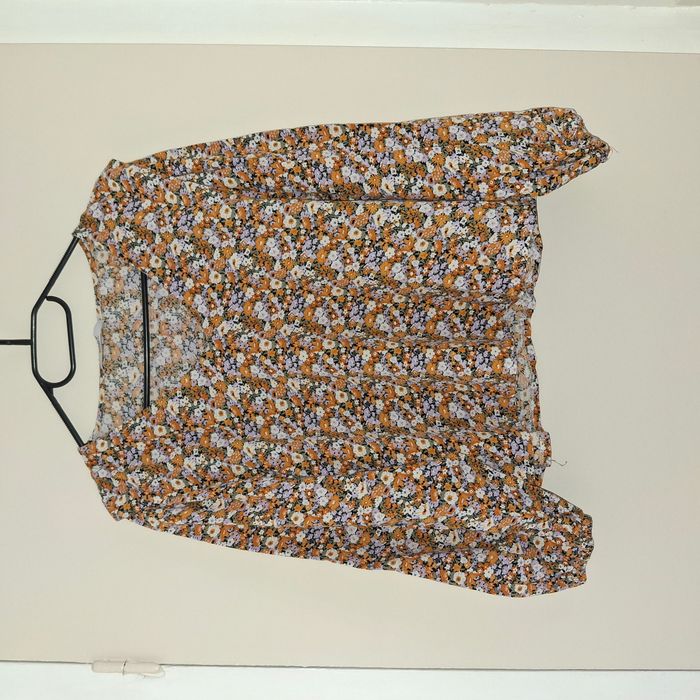 Blouse bohème fleurie multicolore – manches longues, col en V – Taille S/M - Only