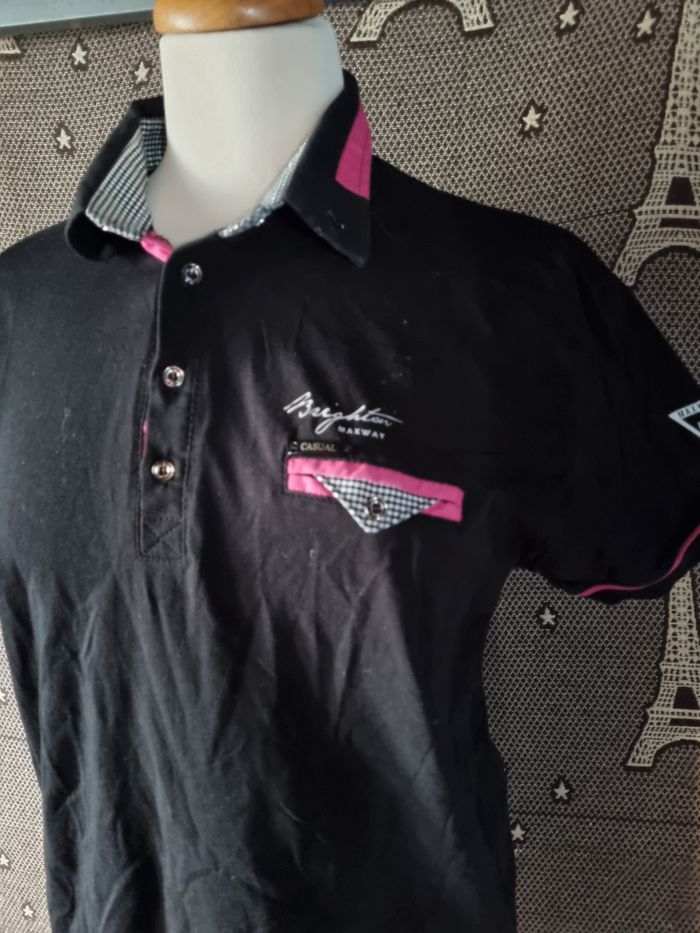 Polo noir et fuchsia taille M - photo numéro 2