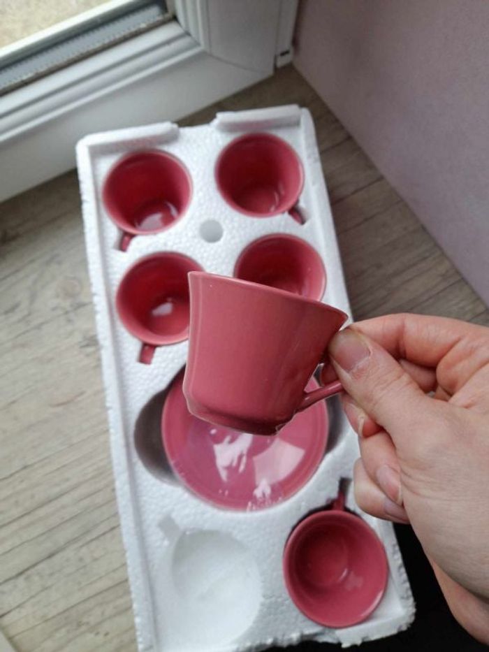Ensemble de 6 tasses rose vintage