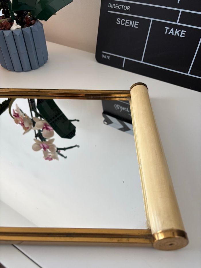 Plateau de service parchemin miroir art deco - bon état - photo numéro 5