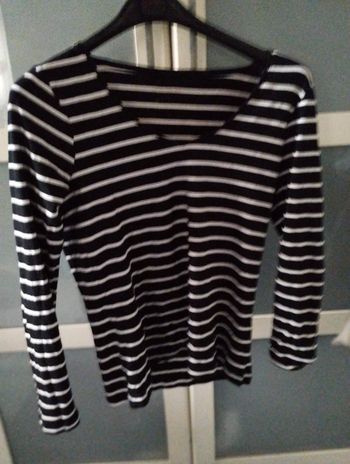 T shirt marinière noir et blanc