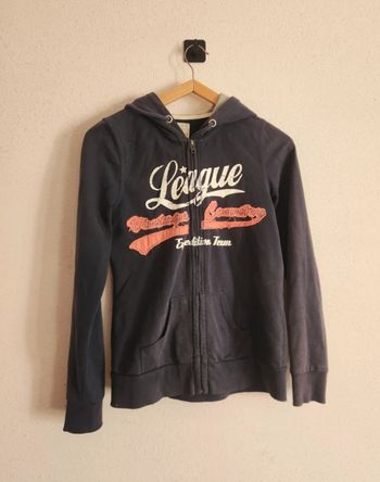 Sweat zippé femme M K Woman – bleu marine – capuche – bon état