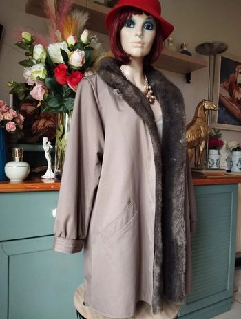 🌹Pardessus Beige & Fausse Fourrure Collection Vintage Valmeline T40/42🌹