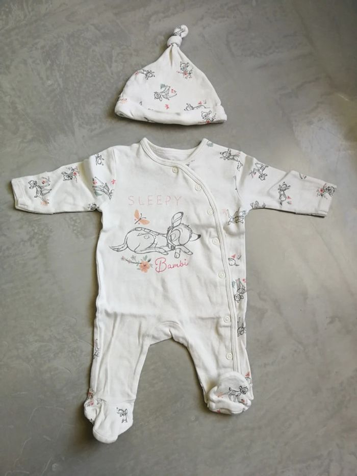 Grenouillère pyjama mi saison avec bonnet disney bambi