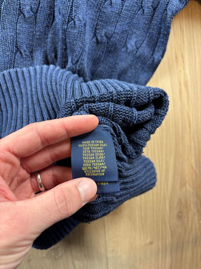 Pull Ralph Lauren Torsadé bleu marine logo rouge brodé Taille M - photo numéro 8