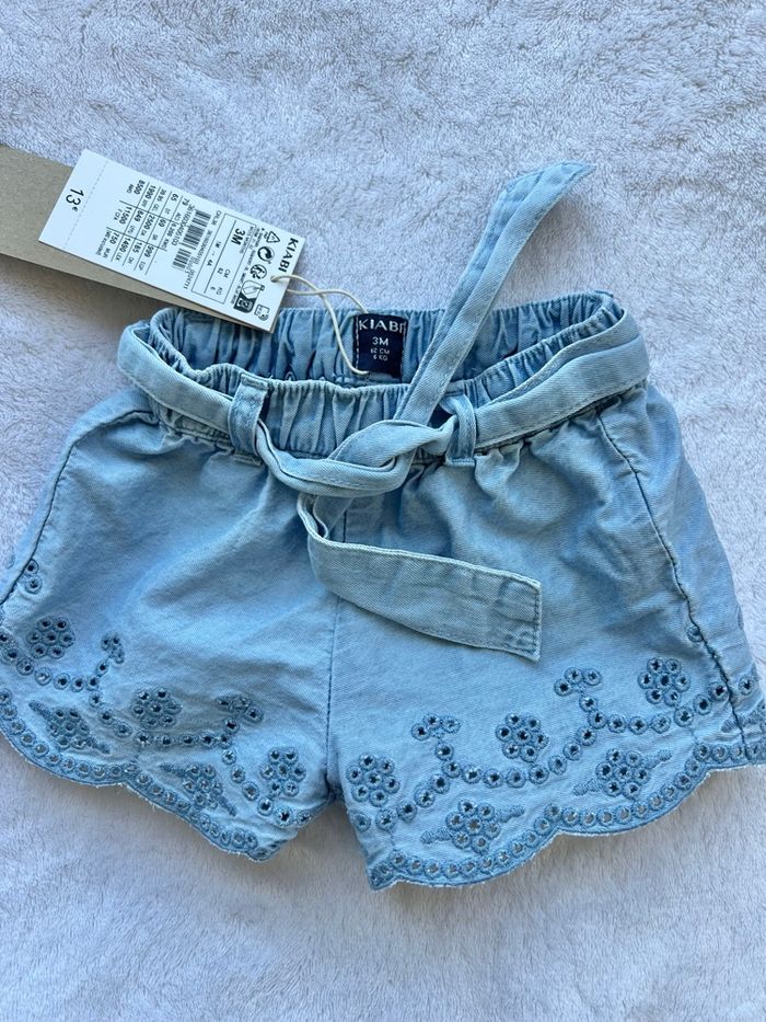 Short jean broderie anglaise 3mois/62cm - Kiabi - photo numéro 2