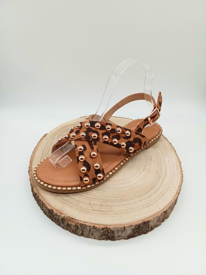 Sandales léopard à clous dorés, taille 37 - photo numéro 2