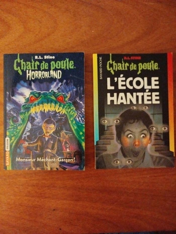 2 livres Chair de poule tome 1 et 47 "Horrorland" et "l'école hantée"