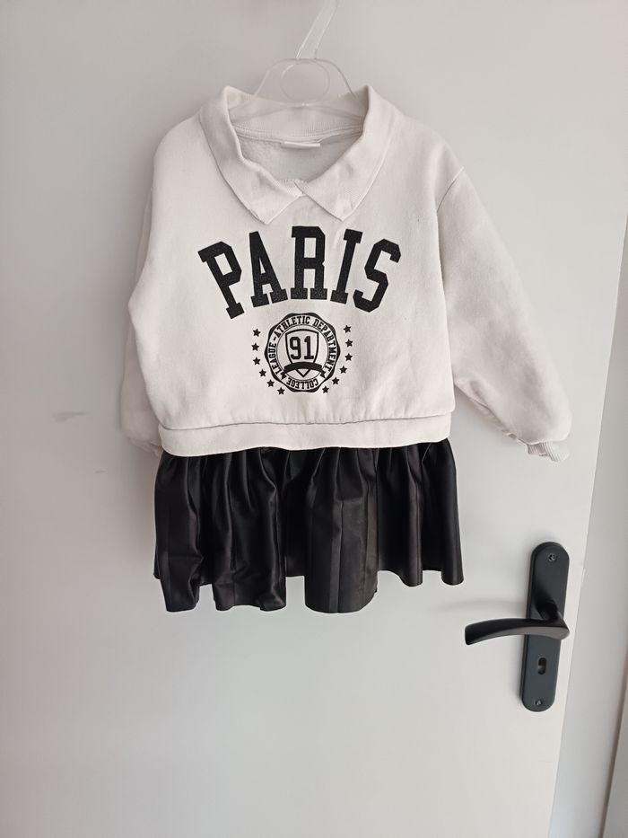 Robe col Zara 18/24 mois Paris bi-matière - photo numéro 3