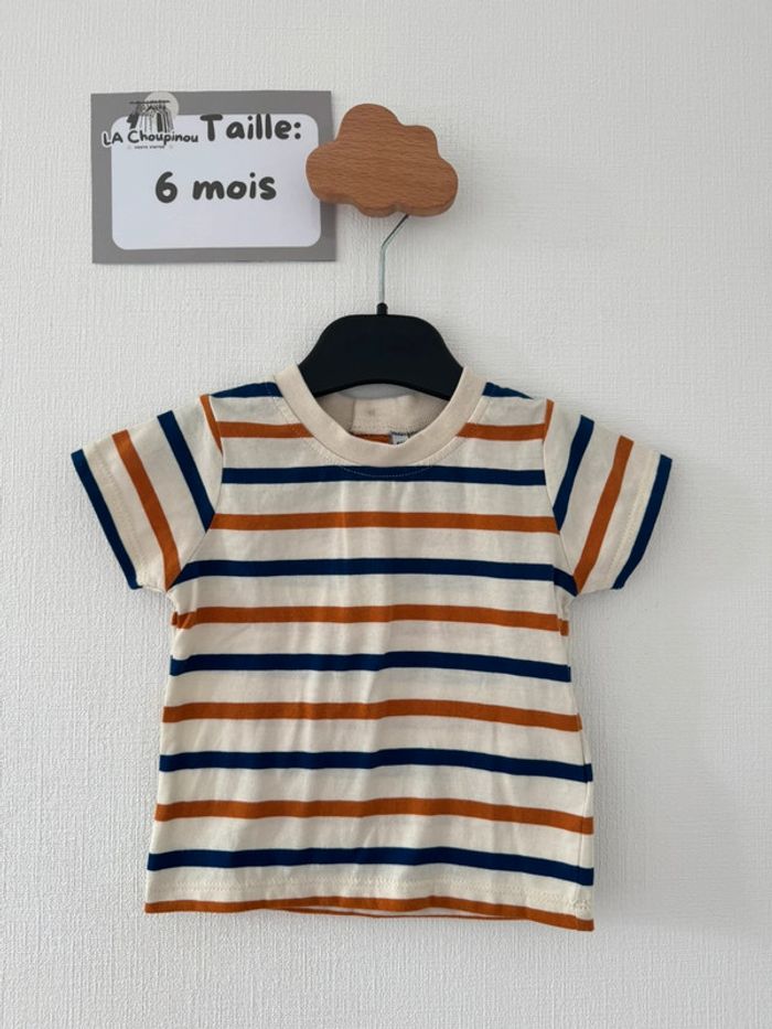 Tee shirt rayé manches courtes - taille 6 mois 🌼