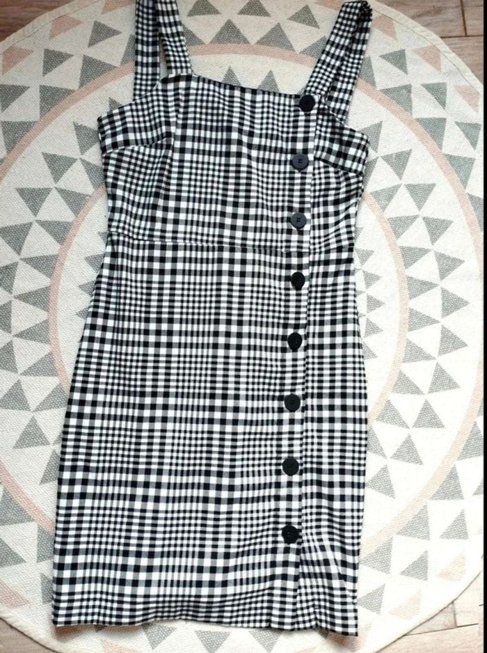 Robe chasuble boutons - Tartan noir blanc - Pimkie - 36- Comme Neuve - photo numéro 5