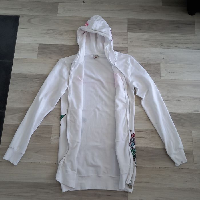 Veste à capuche femme blanc imprimé Ed Hardy taille M - photo numéro 5