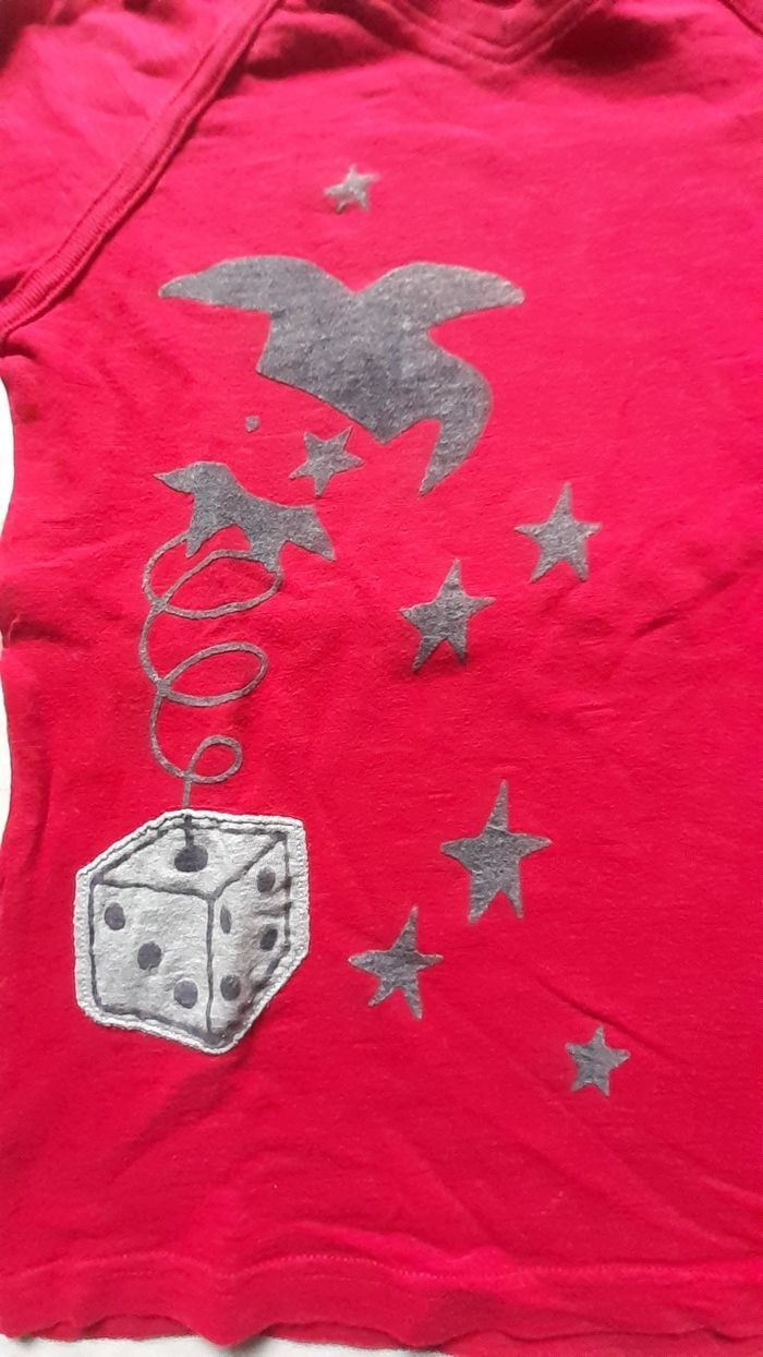 Sweet rouge col V motif étoiles et dé - photo numéro 2
