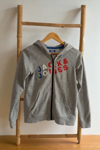 Veste gilet à capuche gris intérieur moletonné Jack & Jones 12 ans 152 cm