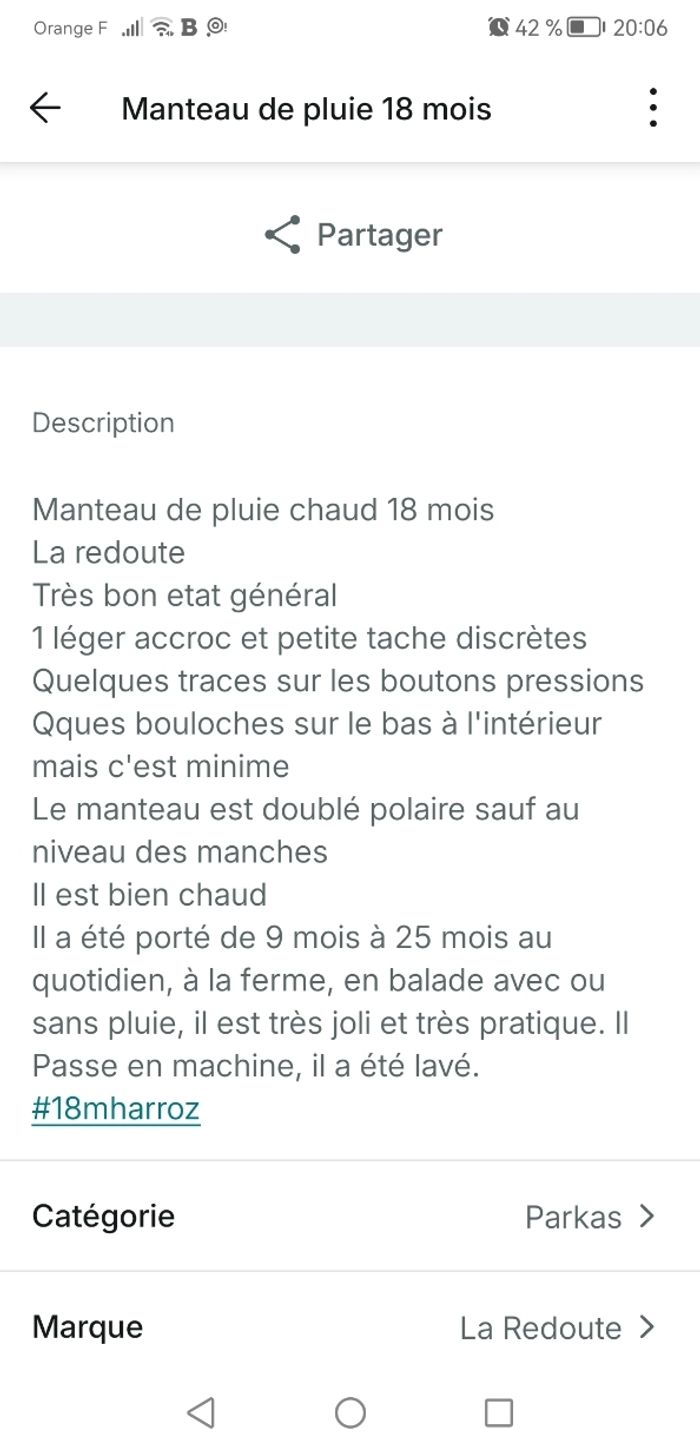 Manteau 18 mois - photo numéro 2